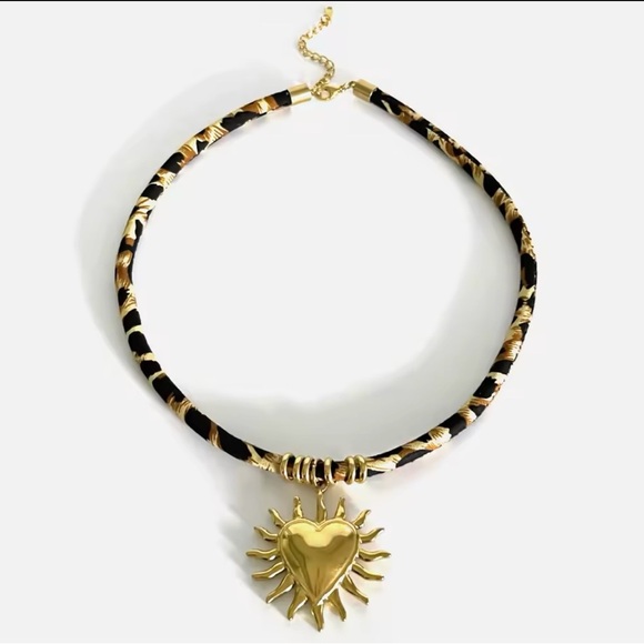 Celestial Radiance The Heart Goddess Statement Leopard Cord  Necklace - Picture 2 of 7